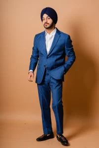 blue stripe formal suit