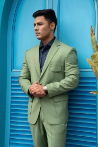 green pastel suit