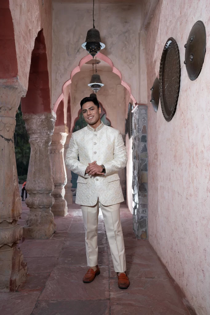 Ivory Majesty Embroidered Bandhgala for Men