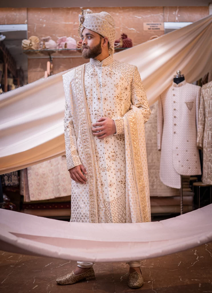 Imperial Ivory Embroidered Sherwani Set