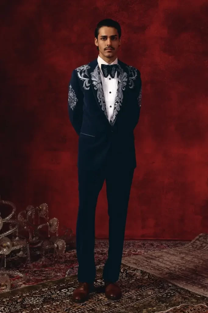 Aftab-e-Shah – Midnight Blue Embroidered Tuxedo