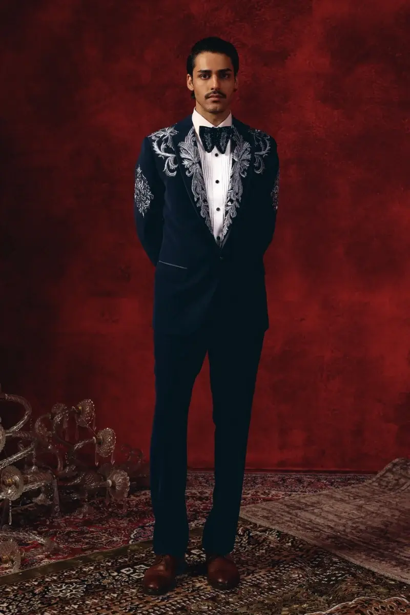 Aftab-e-Shah – Midnight Blue Embroidered Tuxedo